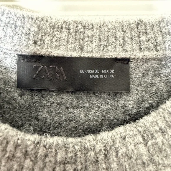 Zara Light Gray Short Sleeve Ruffle Knit Top - Picture 4 of 5